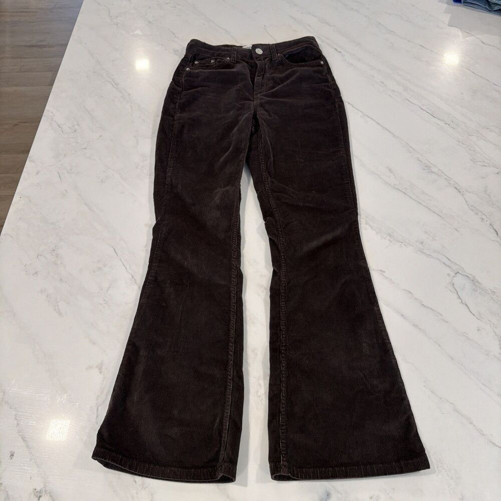 70s Retro, Boho, Y2K BDG Chocolate Corduroy High-Waist Flare Jeans 26x30